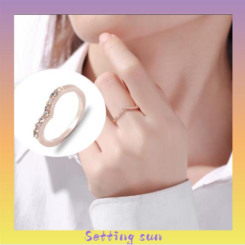 Fashion Accessories Cincin Model Desain Berbentuk V Bertatahkan Berlian TN