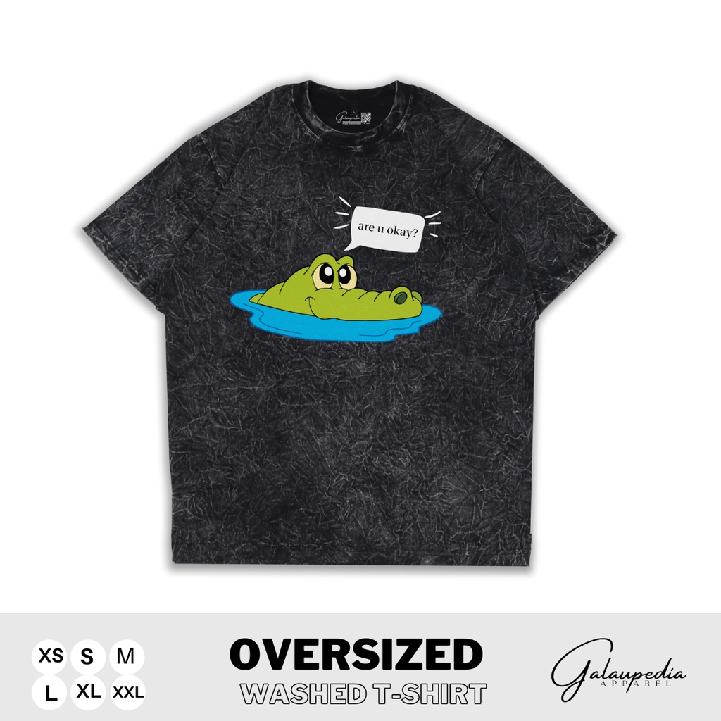 Oversized Washed T-shirt / Crocodile washed tees / kaos oversize stonewash / sandwash / acid wash