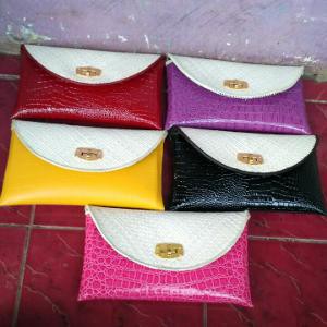 DT-1739 Dompet Pesta Croco Plus Rantai Kunci Putar Anyaman Pandan