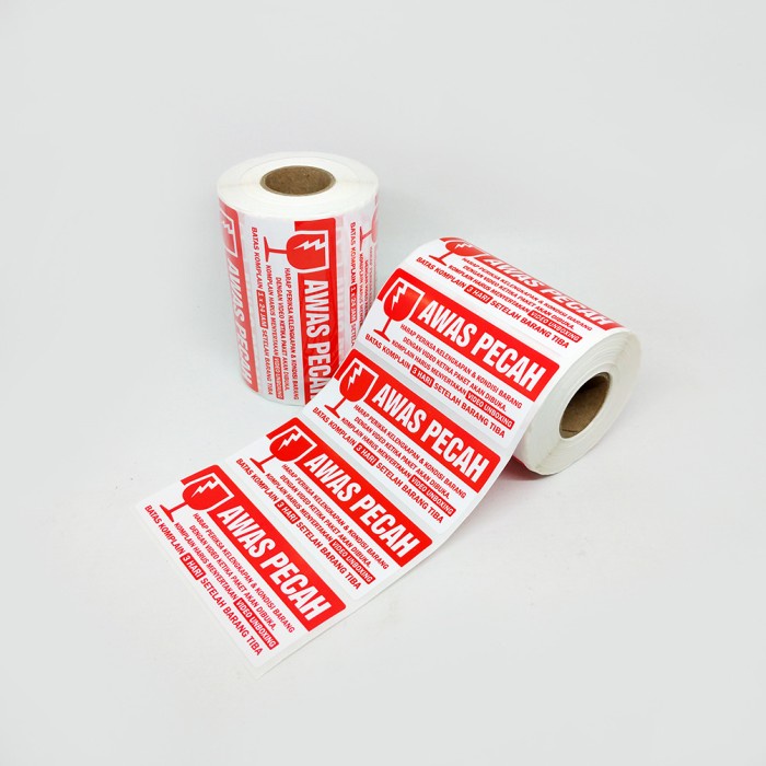 

bib Sticker Label Awas Pecah Stiker Pengiriman Wajib Video Unboxing 8,5 x 3,5 cm (1 roll/ pcs)