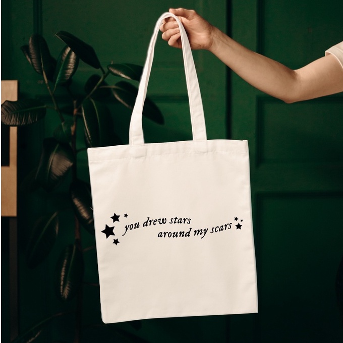 Taylor Swift Folklore Cardigan You Drew Stars Around My Scars Totebag Canvas - Taylor Swift Totebag 