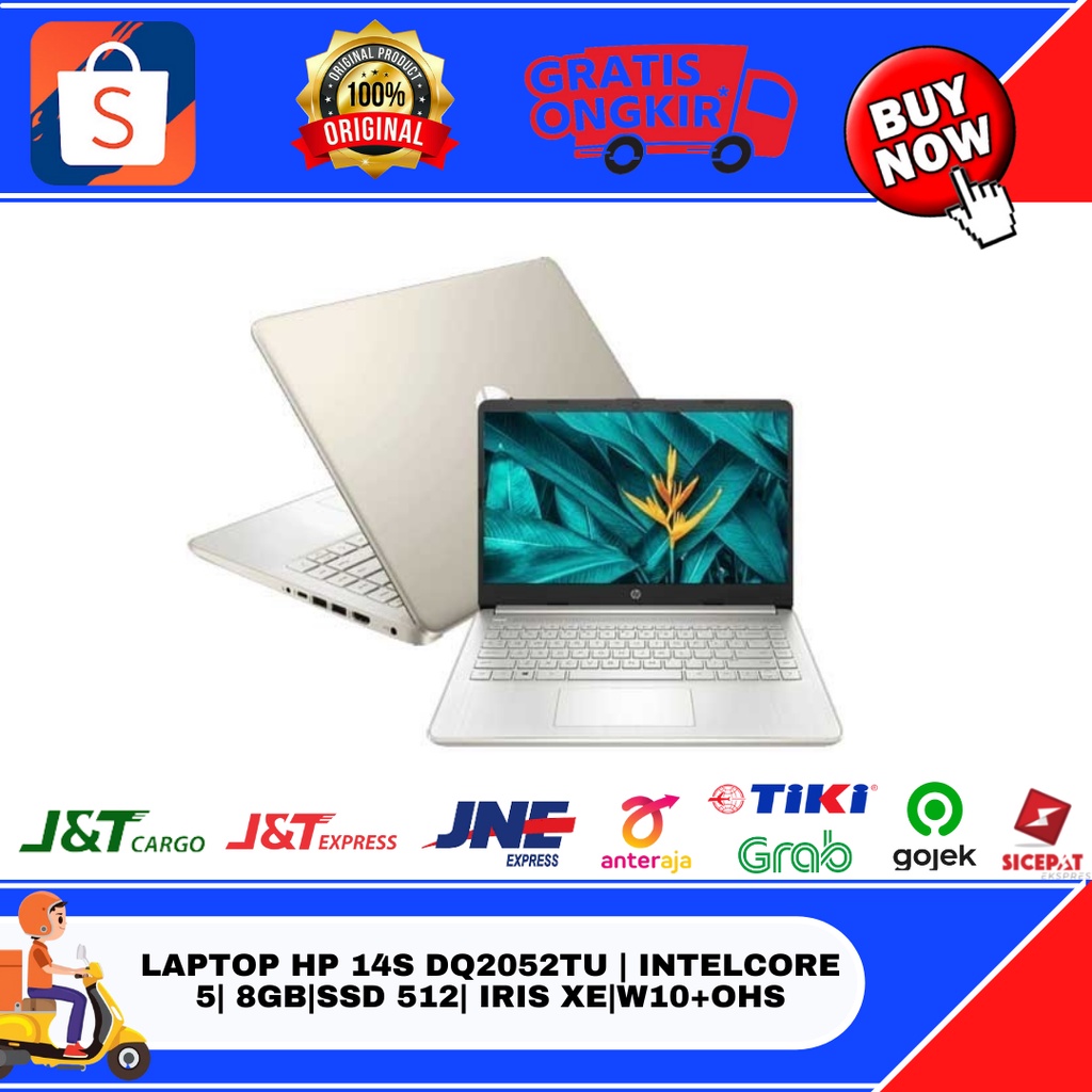 Jual LAPTOP HP 14S DQ2052TU INTELCORE 5 8GBSSD 512 IRIS XEW10+OHS