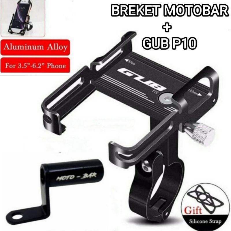 Paket GUB P10 Phone Holder + Bracket Spion MOTOWOLF ORIGINAL Filano Fazzio Vario 160 Nmax Aerox Lexi Pcx Vario beat mio scoopy Adv DLL