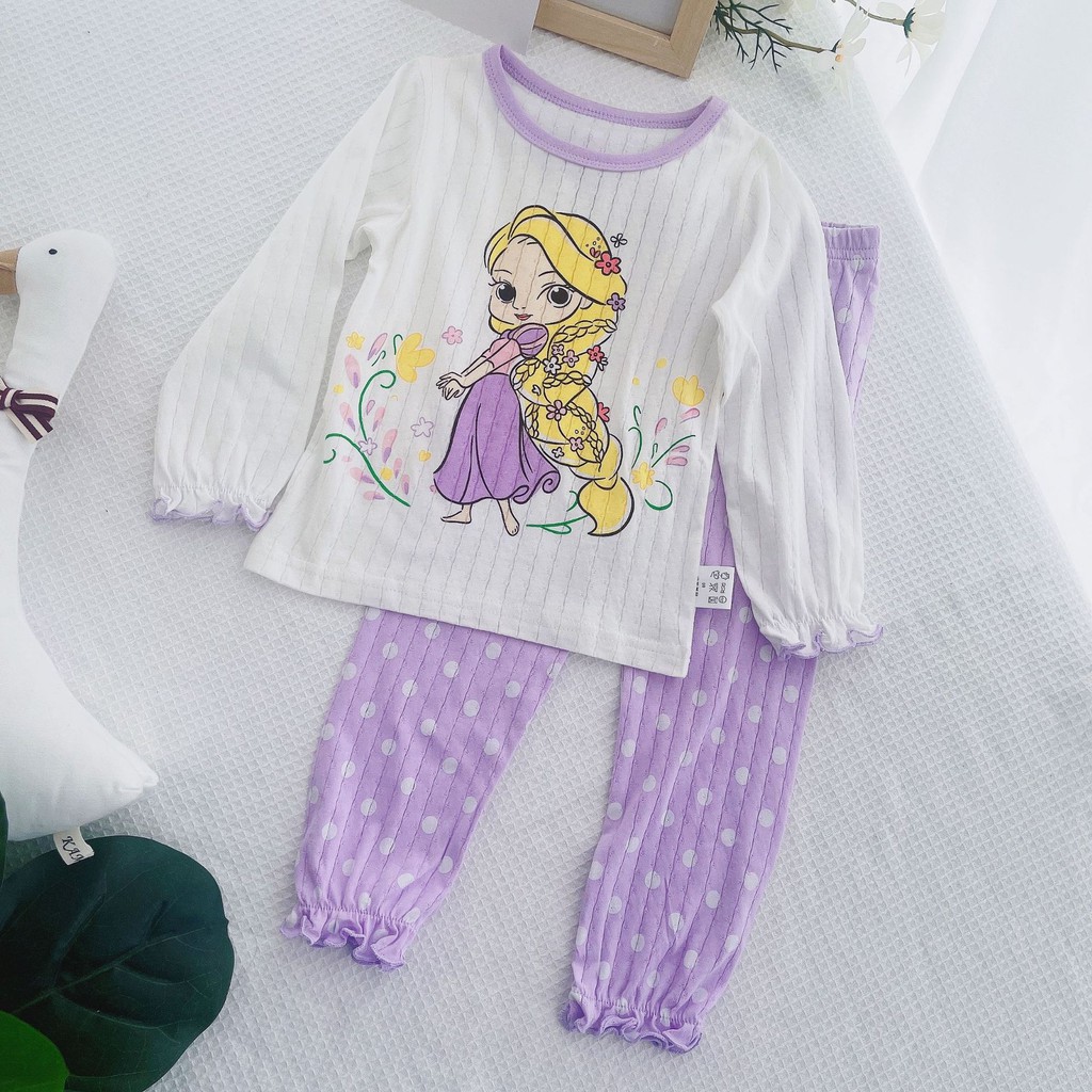 Piyama perempuan impor motif Princess Elsa/Mermaid/Alice/SnowWhite/Rapunzel/Aurora