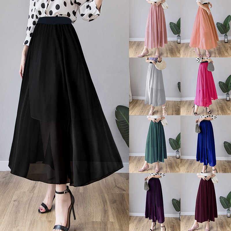 (1103 ROK)Chiffon Long Skirt/Rok sifon/Rok Panjang