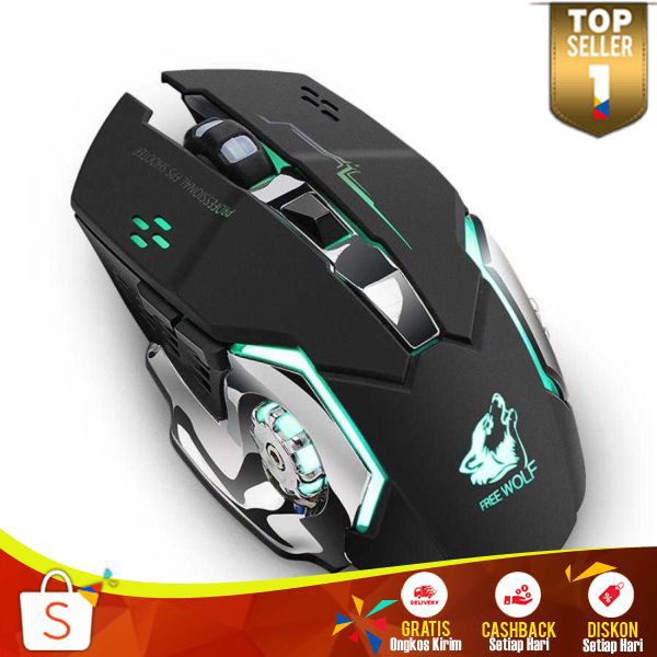 Gaming Mouse LED Light 1800 DPI GM 02 Mos Free Wolf Wireless Berkualitas Mose Nyaman Digunakan Mous