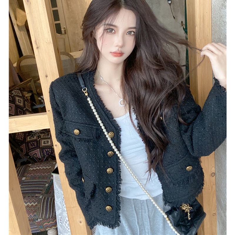 jaket korean style wanita cotton beauty high-end small fragrance coat wanita musim gugur pendek long