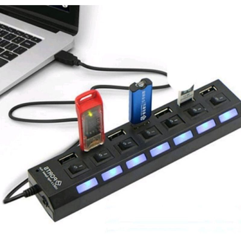 USB Hub 7 Port ON/OFF Saklar Plus LED