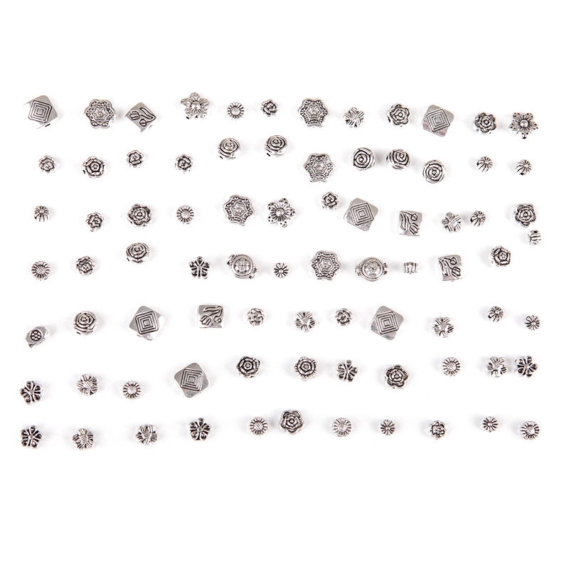 80pcs/lot Manik-Manik Spacer Silver Tibet Antik Bentuk Campur Untuk Membuat Perhiasan Diy