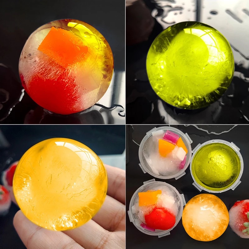 4pcs/set Cetakan Es Batu Bulat Plastik Transparan Ukuran Besar/Cetakan Ice Ball Homemade Untuk Bar/Gadget Pembeku Es Krim Dapur