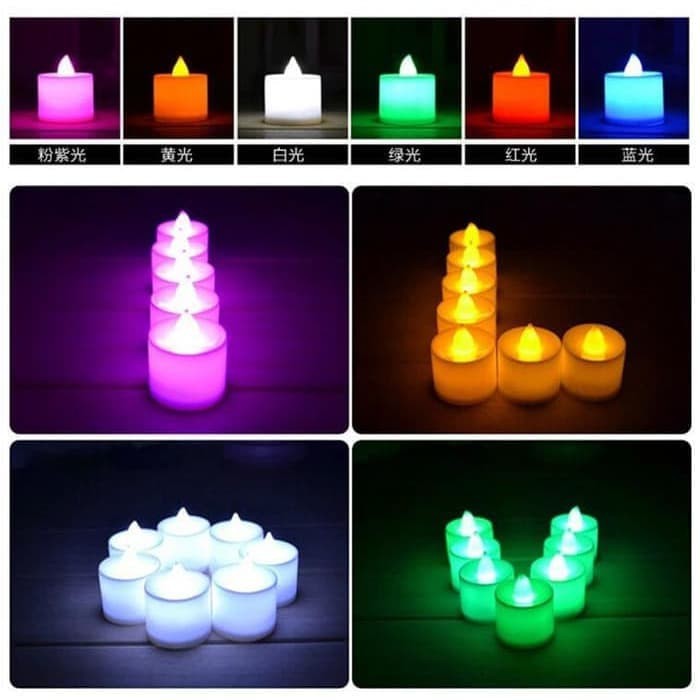 Lampu Lilin elektrik LED mini menyala warna warni natal baca diskripsi