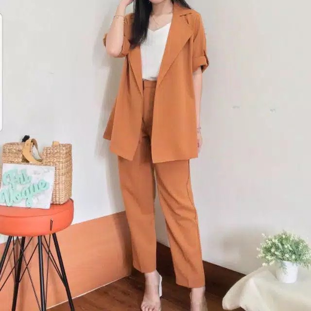 MESYA SET 2IN1/SETELAN BAJU DAN CELANA/BLAZER KEKINIAN/FASHION MUSLIM TERBARU