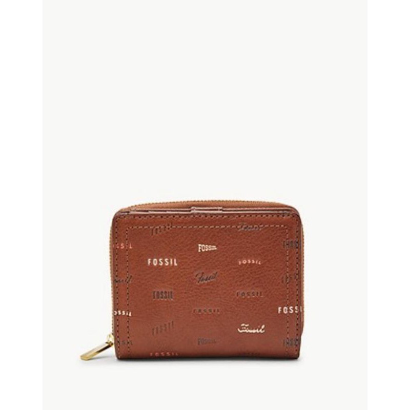 Fossil Logan Function Small Bifold RFID Zip Coin Brown Multi