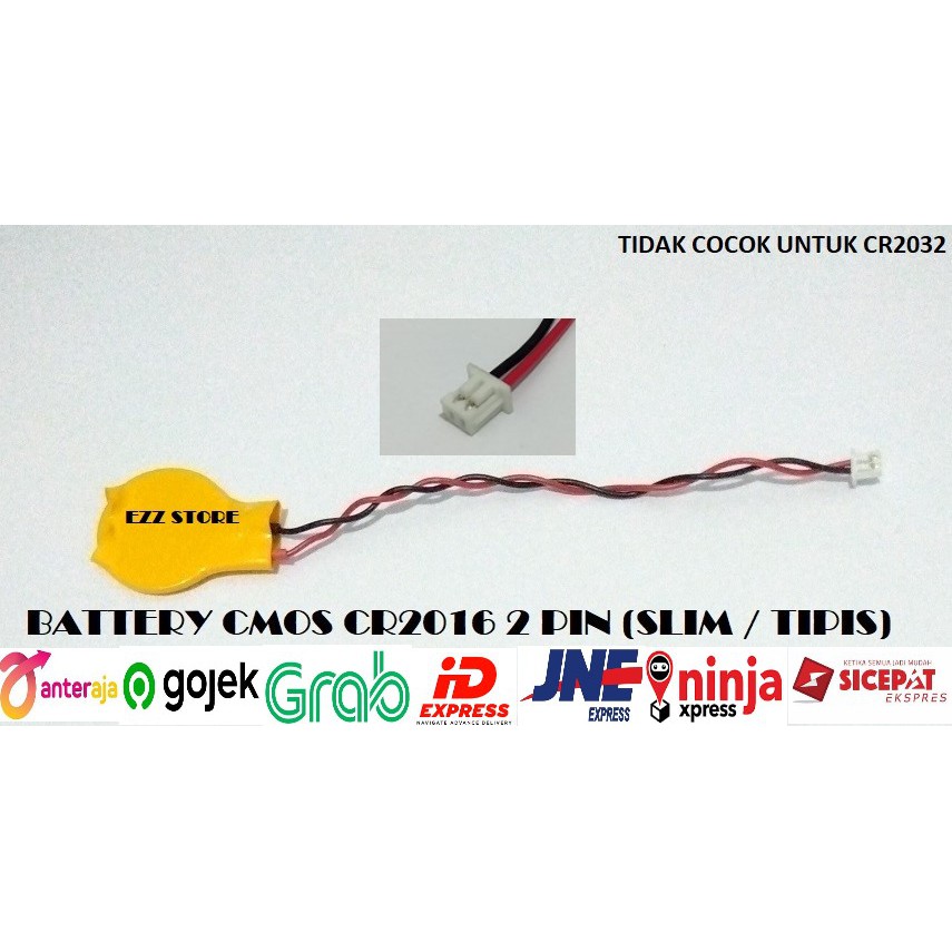 BATERAI BATTERY BATERE BATRE BIOS CMOS CR2016 2 PIN KABEL 2PIN 2 KABEL SLIM TIPIS BUKAN CR2032 ASUS 
