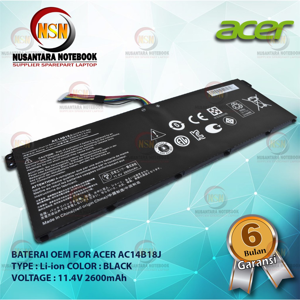 Baterai OEM For Acer Aspire ES1-131 ES1-111 AC14B18J