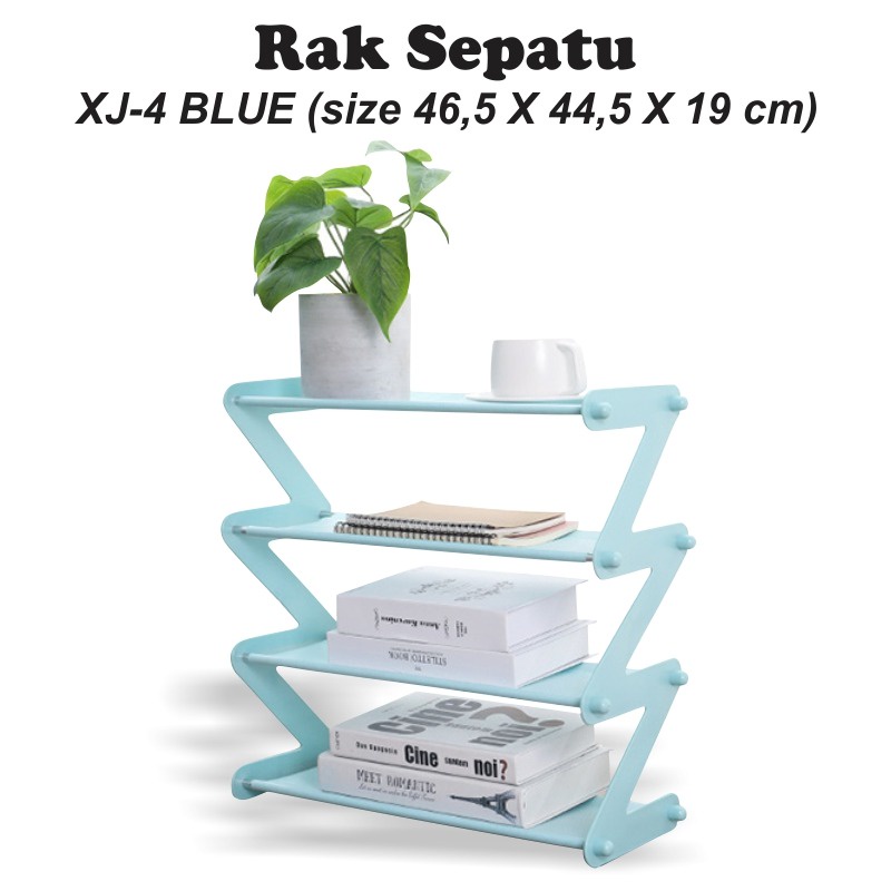 [COD] Rak Sepatu Zigzag 4 Susun Rak Serbaguna Sepatu Sandal Rak Buku Storage - Ready Biru Pink Coklat