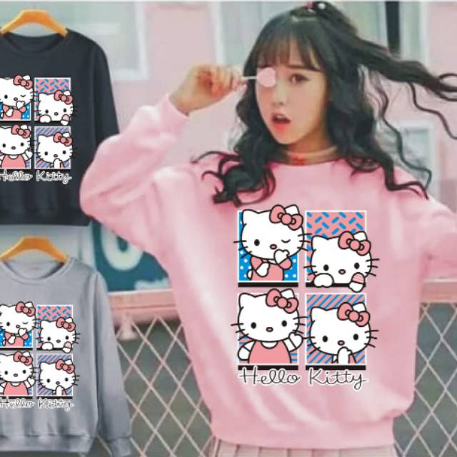 LEANA58 SWEATER WANITA HELLO KITTY KOTAK