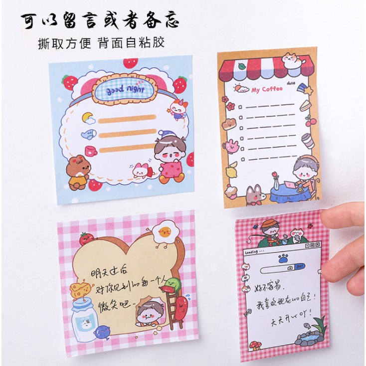 Cartoon  Stationery Cute Girl Memo Pad Office Message School Supplies Kawaii Sticky Note