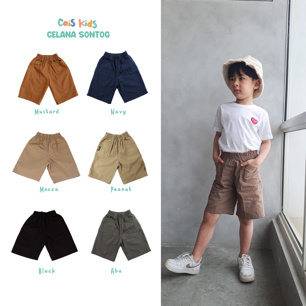 Celana Pendek Anak model selutut Sontog Cargo usia 3 4 5 6 7 8 tahun bahan katun