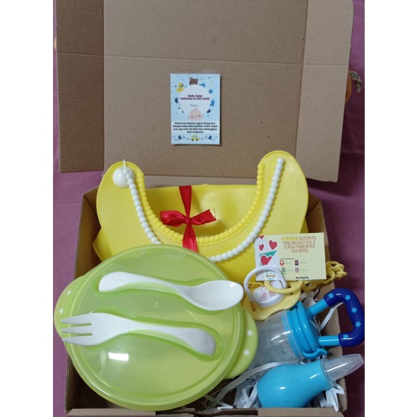 Hampers Bayi Kado Baby Boy Girl Ulang tahun set makan  parcel GiftParsel Bayi Murah Komplit Cewek Cowok COD Baby Gift Hantaran Bayi unik-1