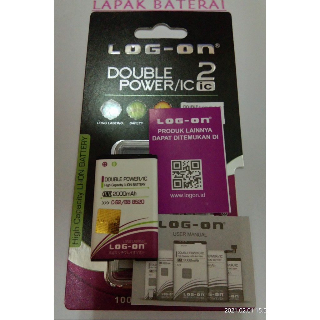 LOG - ON Baterai BLACKBERRY 9300 cs2 - batre BB 9300 GEMINI 3G CS2 battery ORIGINAL