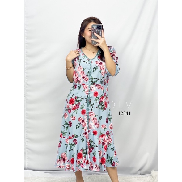 MDLV ~ 12341 Havana Midi Dress Flower Dress Premium Korea Look Fashion import