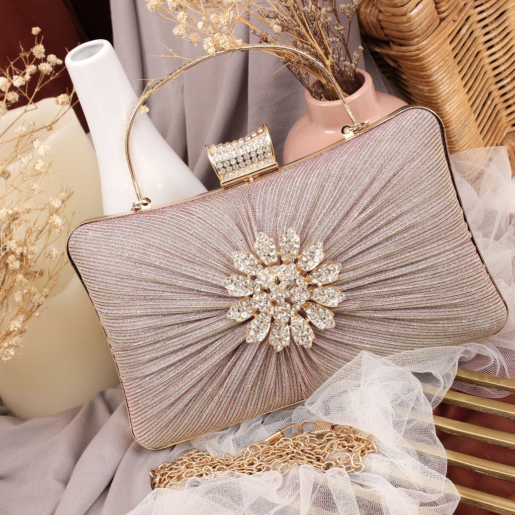 GI 9648 RISCE TAS CLUTCH PESTA ELEGANT MEWAH IMPORT WANITA CEWEK PEREMPUAN JAKARTA BATAM BLING-BLING CR 7637 JT