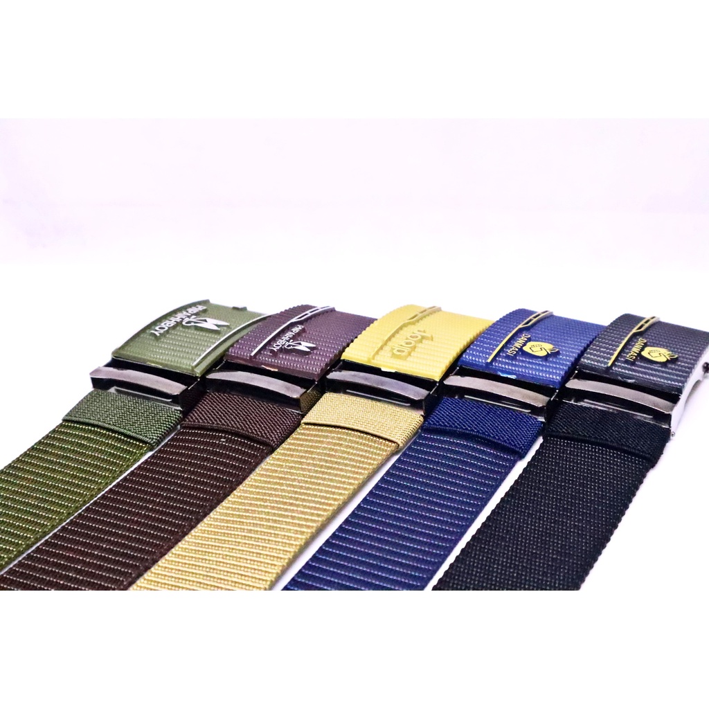 Ikat Pinggang Pria Nylon Kanvas Kepala Besi ABS Sabuk Pria Canvas Trendy Gesper NYLON Men Belt - 40-NLD-BDK