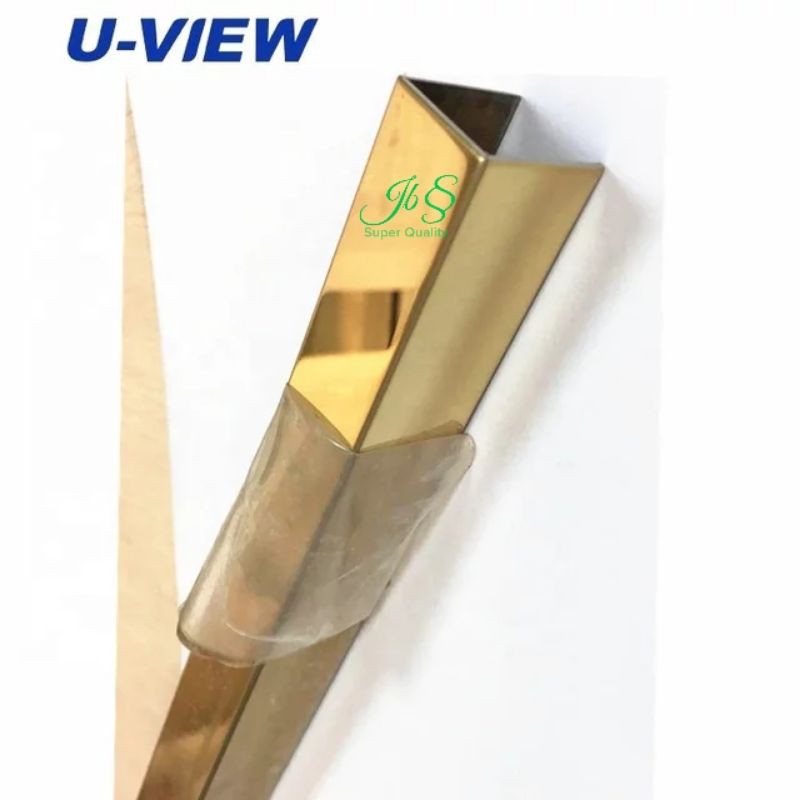 LIST U MIRROR GOLD 20X20X20X3.050MM T. 0.8MM STAINLESS SS 201 - LIST DEKORASI INTERIOR