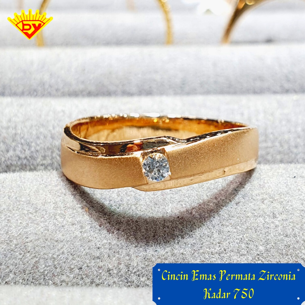 Cincin Emas Permata Zirconia Emas 750