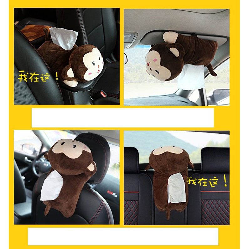 LITTLE MONKEY Monyet Kotak Tempat Sarung Tisu Gantung Belakang Jok Mobil Arm Rest Tissue Holder