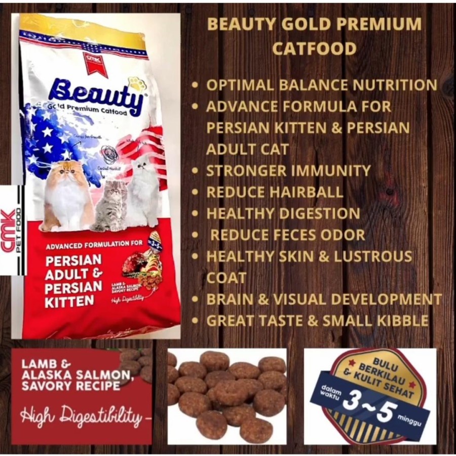 Makanan Kucing Premium BEAUTY GOLD for PERSIAN Adult &amp; Kitten 750gr