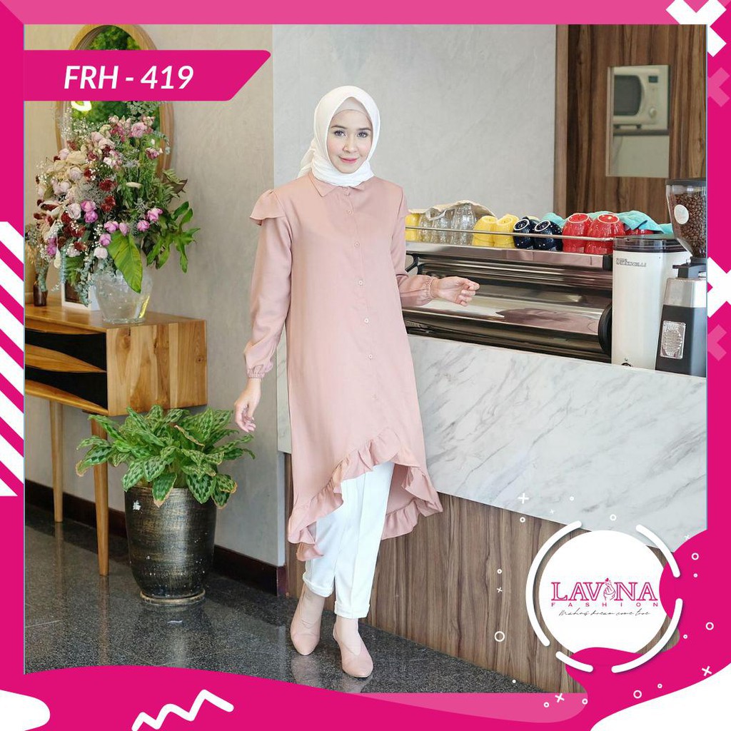 lavina Bayar Ditempat promo Lavina FRH Tunik 419 Atasan Wanita Tunik Muslim Wanita Model Rempel