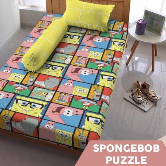 ➸ sprei kecil bujangan duluxe motif spongebob 120 x 200 motif spongebob ◙