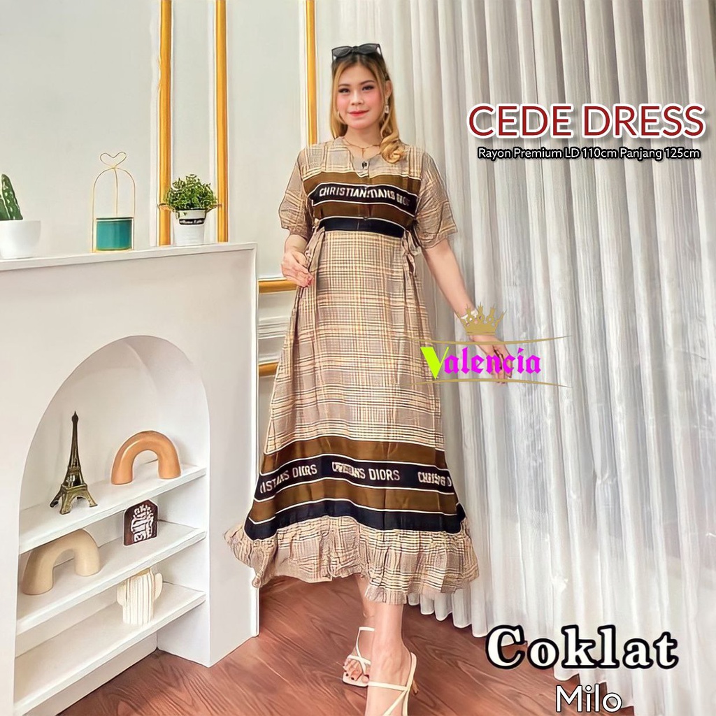 Cede Dress Wanita Rayon Armor Premium Dress Dante Lengan Pendek Baju Wanita Fashion Kekinian LD  110 cm