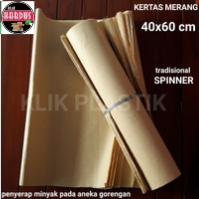 

KERTAS MERANG 43X62CM ISI 25PCS/KERTAS MINYAK/PENYERAP MINYAK SPINNER