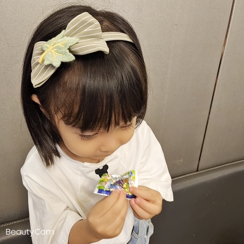 (Hello Girl)B33 Bando Anak Bandana Anak Simpul Garis Motif Daun Import
