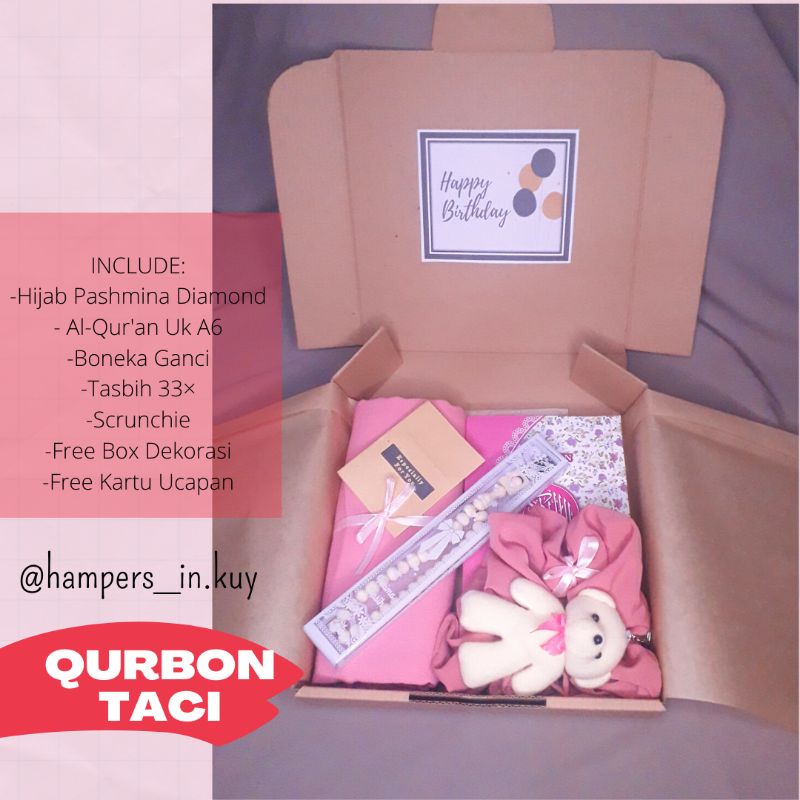 Gift Hampers Hijab Kerudung Jilbab Pashmina Segiempat Al Quran Hampers Cewek Ulang Tahun Gift Box Wisuda Kado Cewek Anniversarry