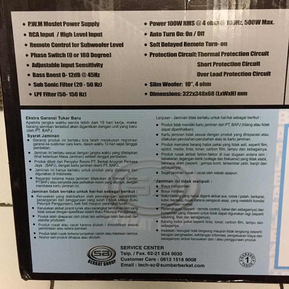 SUBWOOFER AKTIF KOLONG XPLOD XS-10SA 10" SLIM MURAH Murah