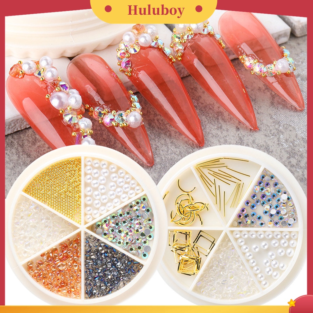 Huluboy Huluboy♡ Aksesoris Perhiasan Manik-Manik Kuku Bahan Metal Untuk Dekorasi Makeup
