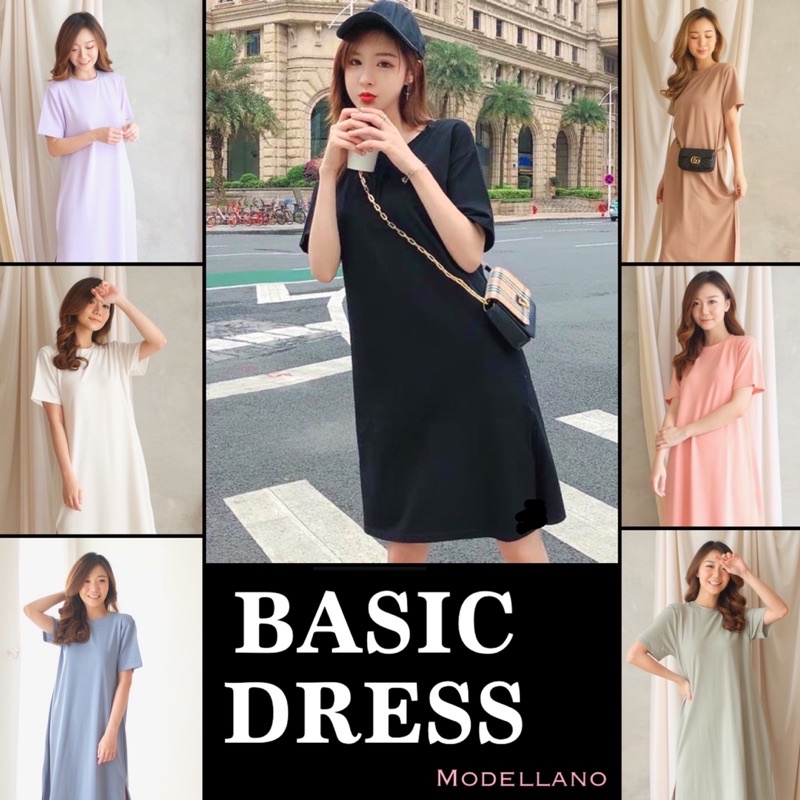 BASIC DRESS KAOS COTTON COMBED 30S PLAIN KATUN TUNIK MIDI POLOS ADEM CASUAL LILAC PASTEL SAGEGREEN MURAH