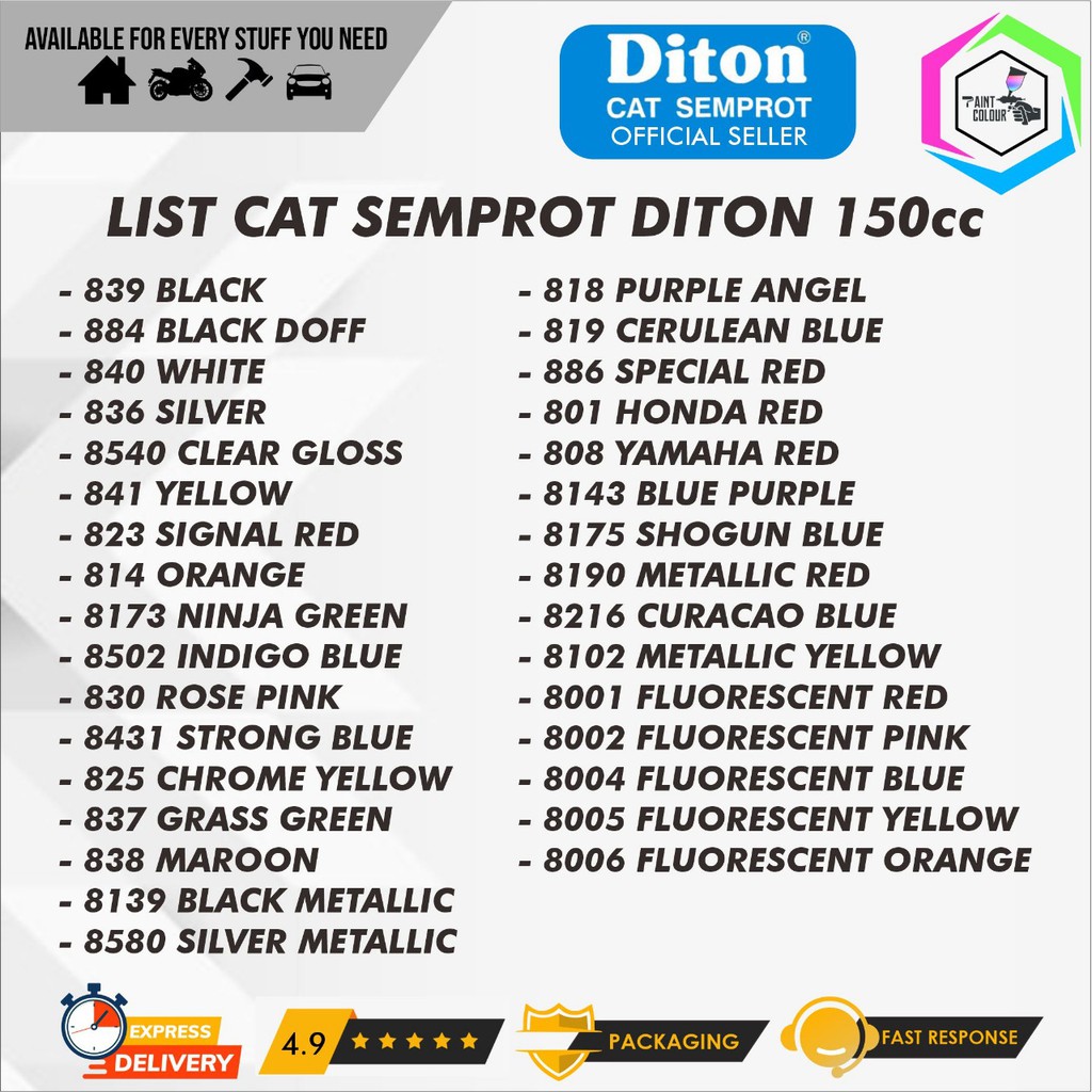 Diton Cat Semprot Berbagai Macam Warna