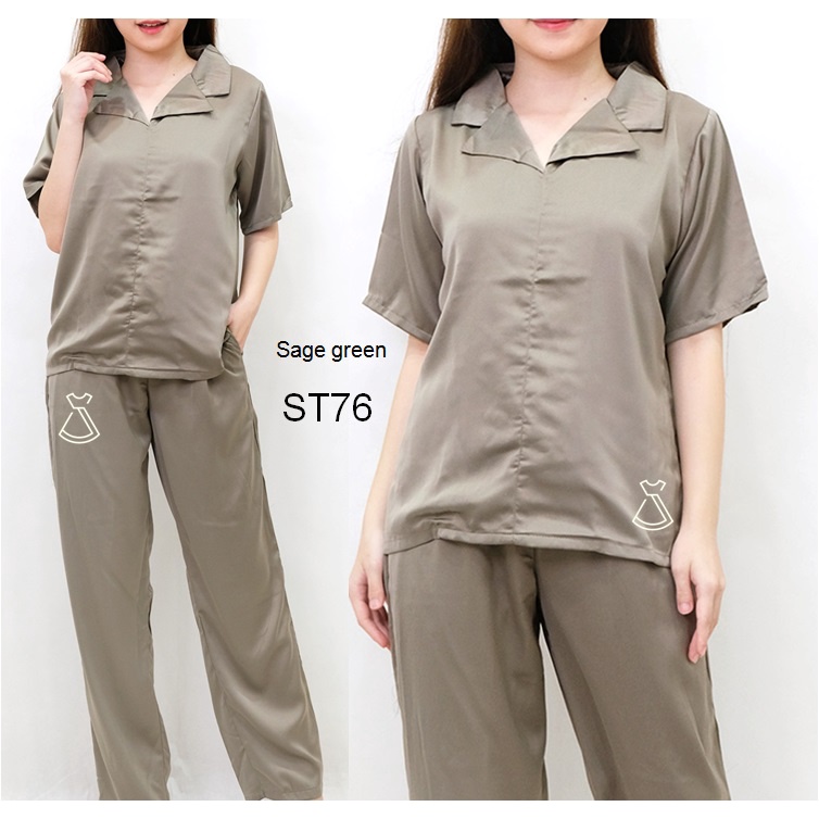 ST76 - Setelan homey long pants setelan satin wanita