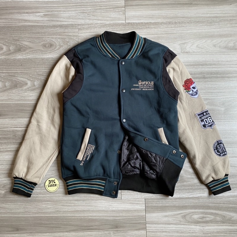 JAKET BOMBER VARSITY ORIGINAL BRAND WOLV GENIOUS | Jaket parasit varsiti