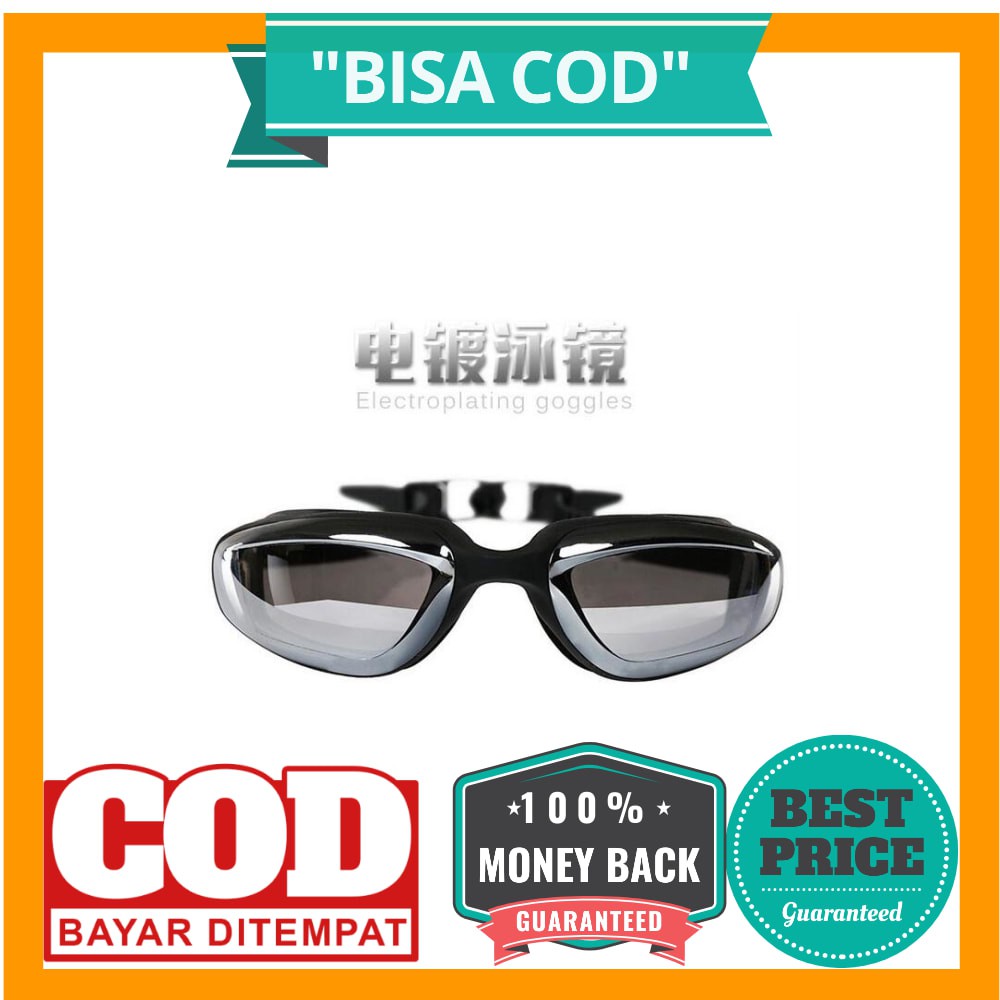 BISA COD Kacamata Renang Electroplating Anak dan Dewasa - 5500M - Black