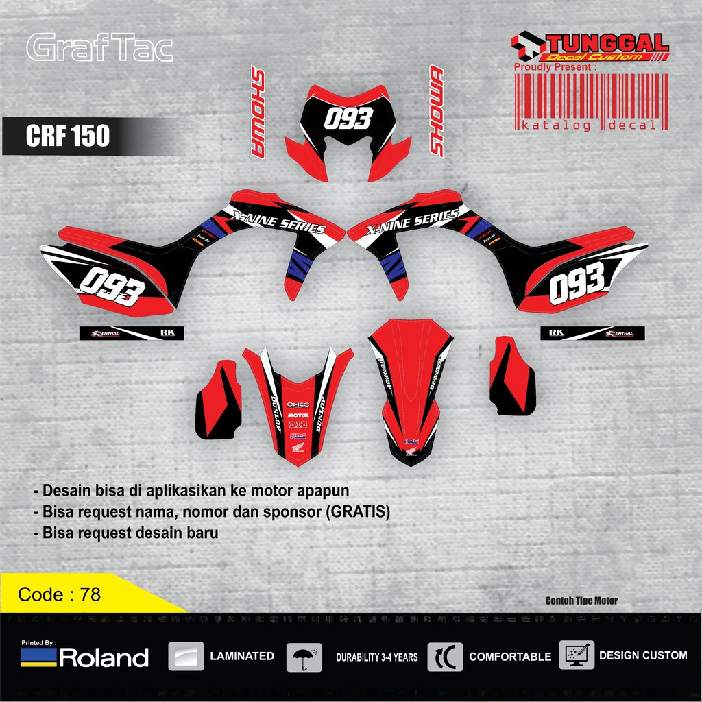 DECAL CUSTOM HONDA CRF 150L