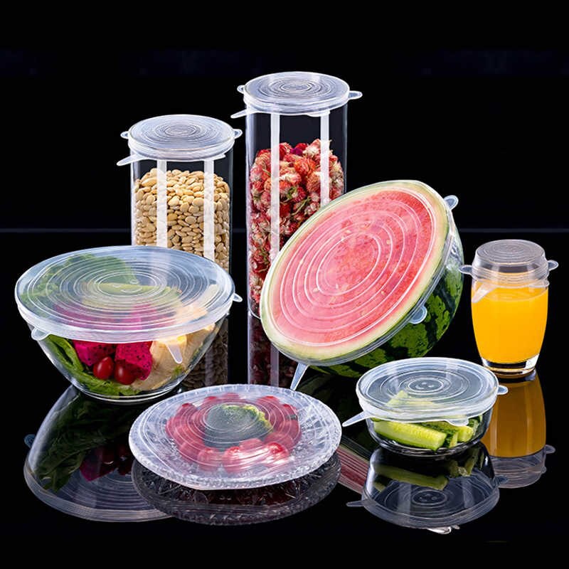 [DAPAT 6 PCS ] Cover Penutup Makanan Serbaguna 6 in 1 - Stretch Bowl Lid Silikon Food