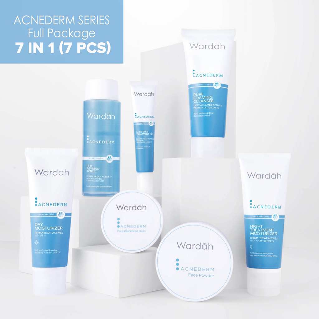 Paket Wardah Acnederm Series Complete Package - Paket Acne Skin Care Wardah-7 in 1 (7pcs)