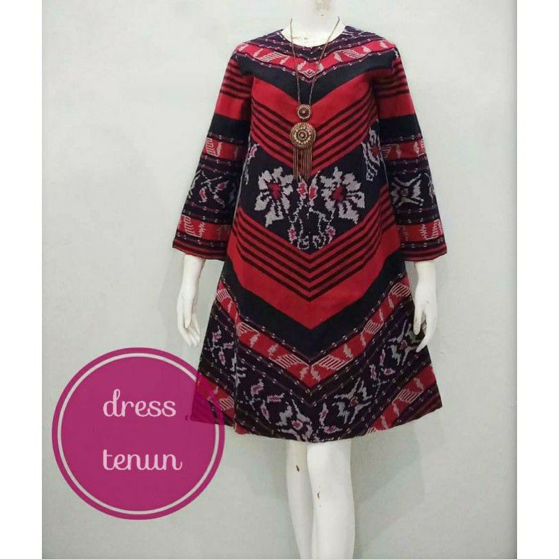 Dress tenun jepara baju tenun jwpara etnik gradasi DTB45