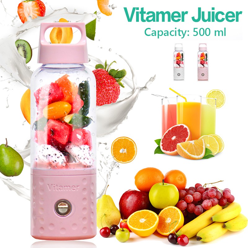 VITAMER Juicer 350ML / 500ML ORIGINAL 100% BLENDER PORTABLE Blender Juice Mini USB 4 Mata